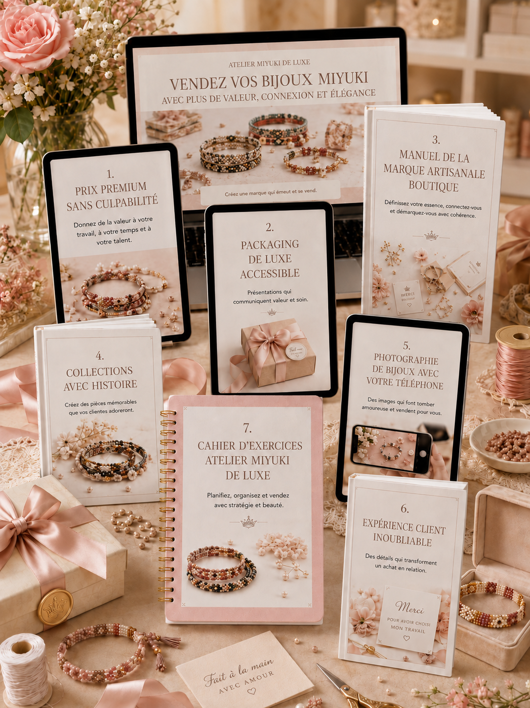 7 livres en 1 : Kit pour vendre vos bijoux Miyuki sur commande - Apprenez à les présenter, à fixer leur prix et à les remettre comme des créations de valeur.